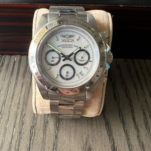 Invicta Silver and White Chronograph Watch